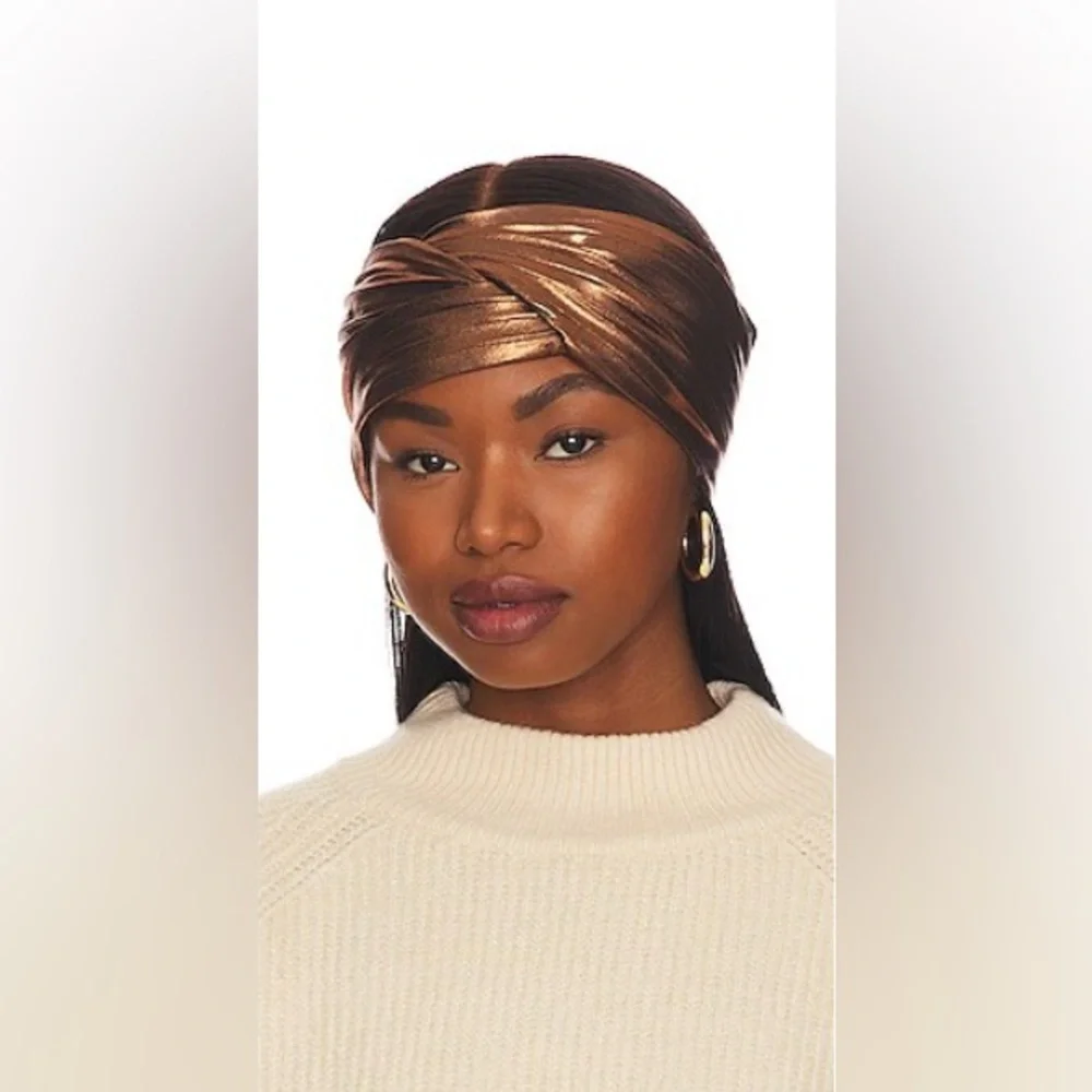 Eugenia Kim Azra Twisted Metallic Twill Bronze Turban Headband